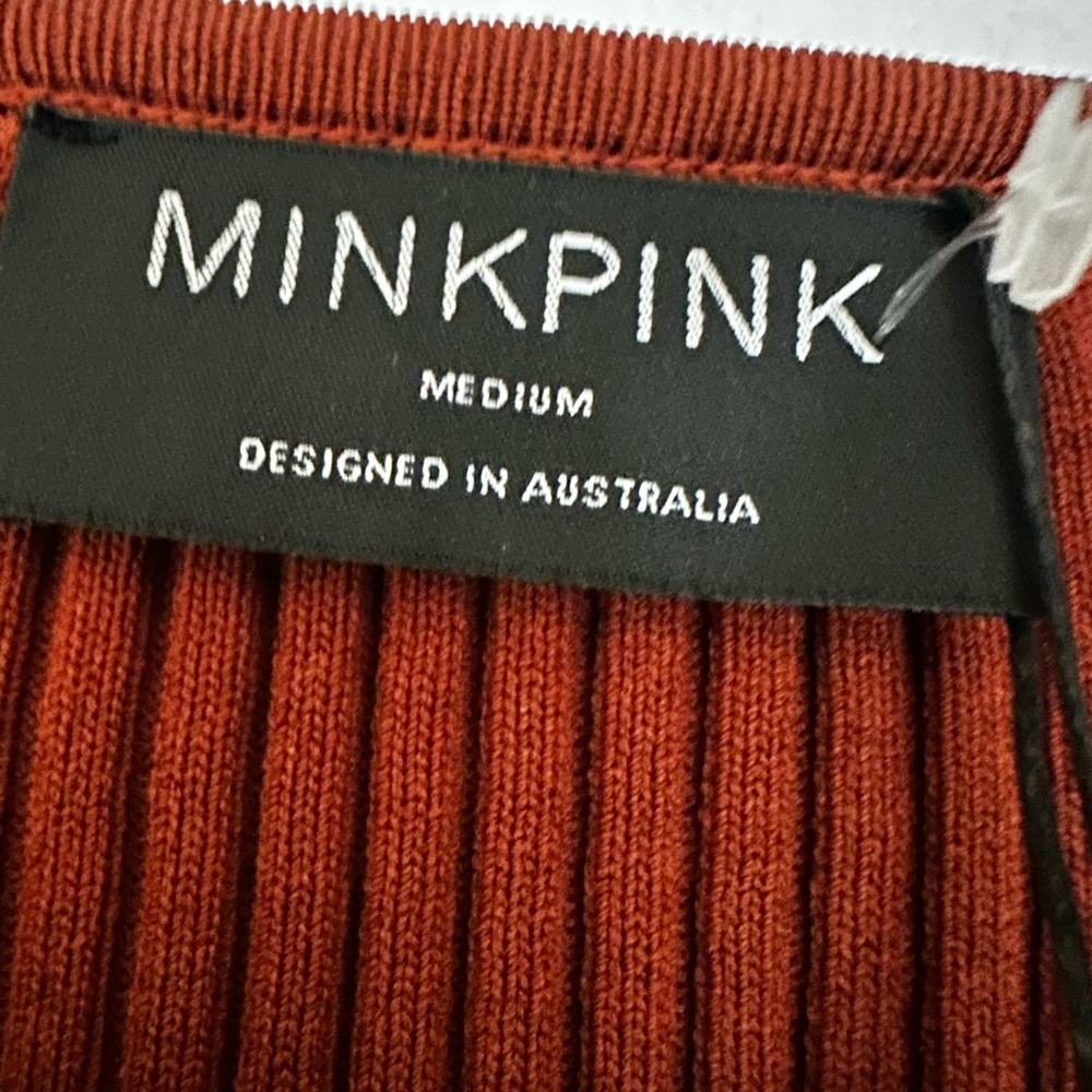 MINKPINK Rust Backless Long Sleeve Dress - Picture 6 of 8
